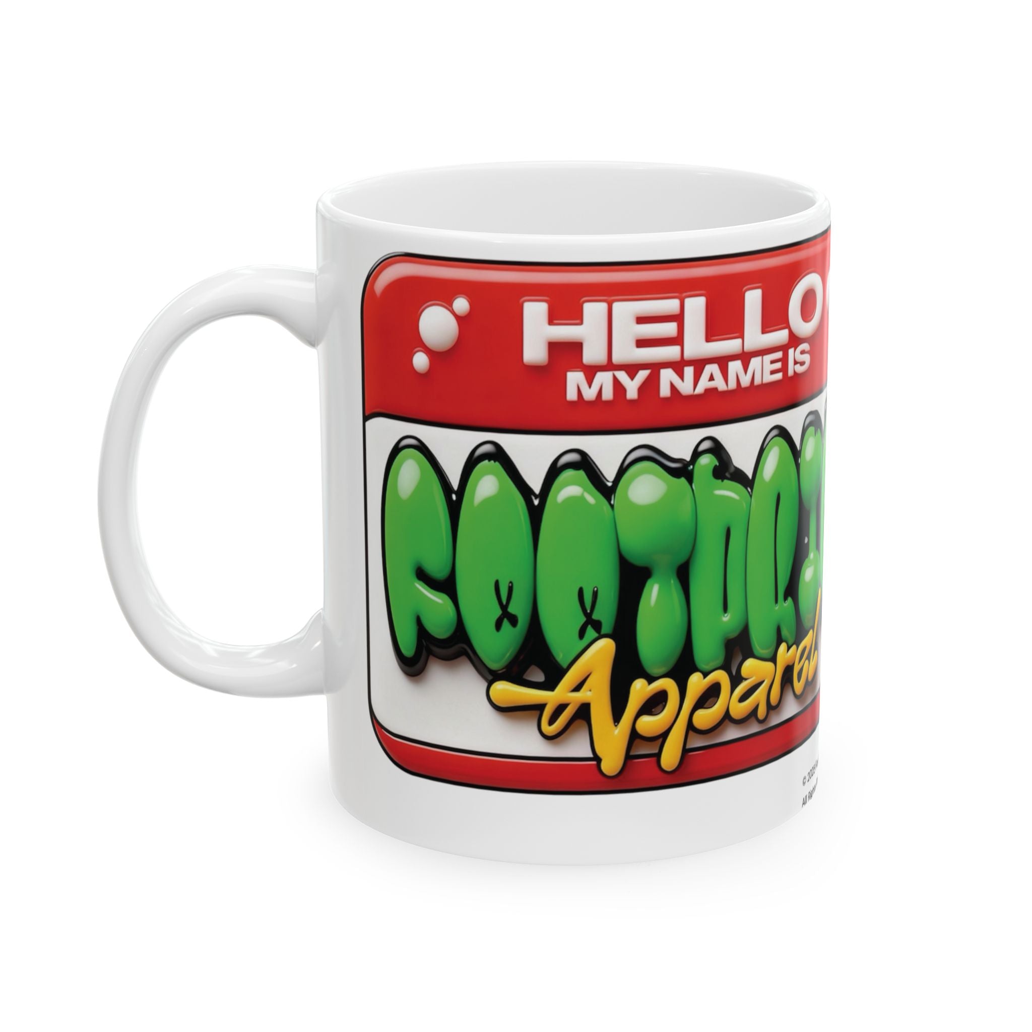 Mug en céramique graffiti « Bonjour, je m'appelle… » ​​(325 ml)