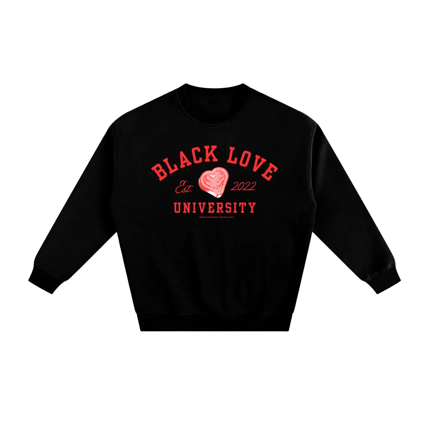 Black Love University Crewneck | red - Footprint Apparel
