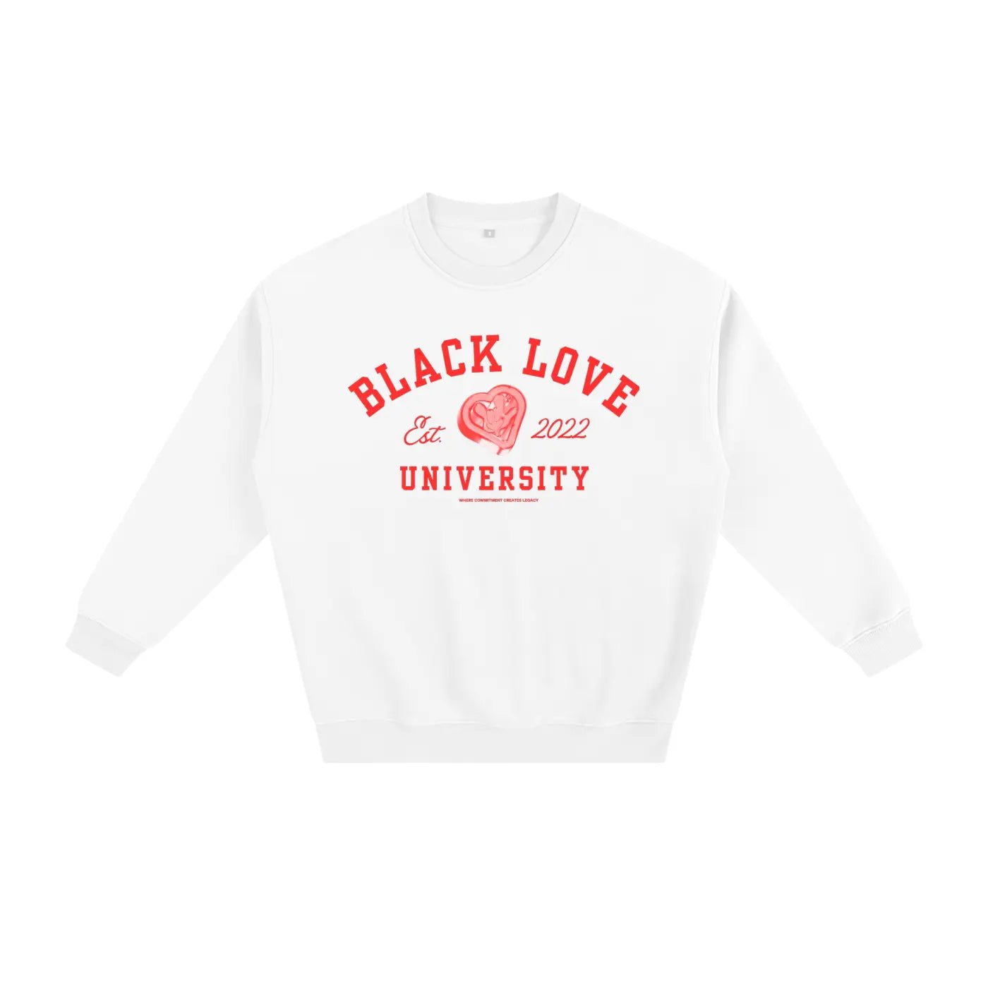 Black Love University Crewneck | red - Footprint Apparel
