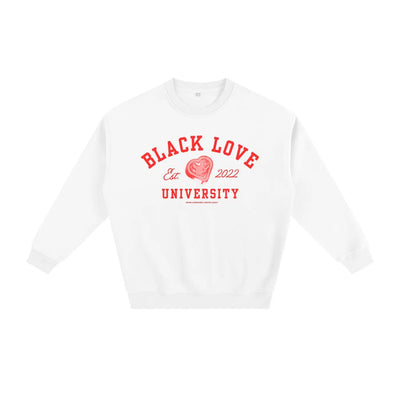 Black Love University Crewneck | red - Footprint Apparel