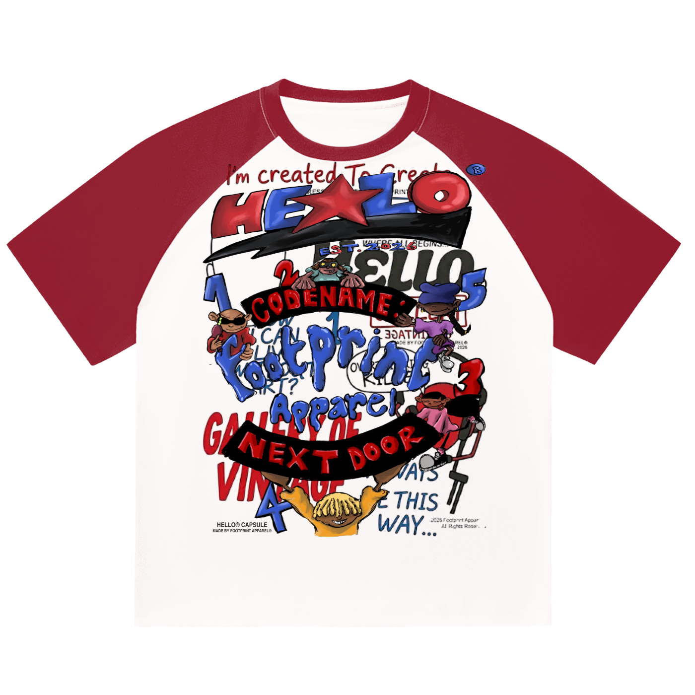 CODENAME® SERIES/ GALLERY OF VINTAGE T-Shirt in White with Burgundy – Footprint Apparel