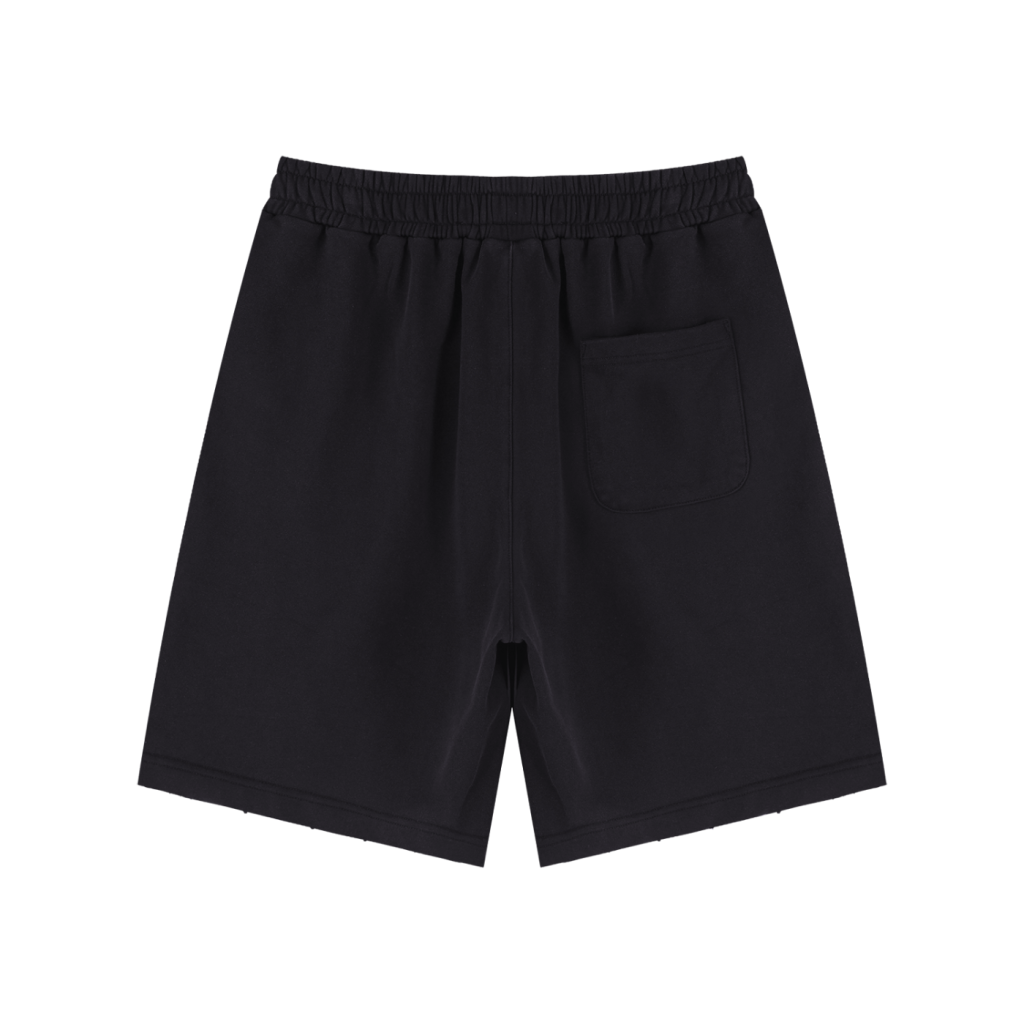 Black HELLO® WORLD Shorts back view – Footprint Apparel