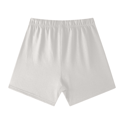 Footprint Core Essential Shorts in white, unisex 100% cotton, soft fabric, ideal for casual wear and outdoor activities.