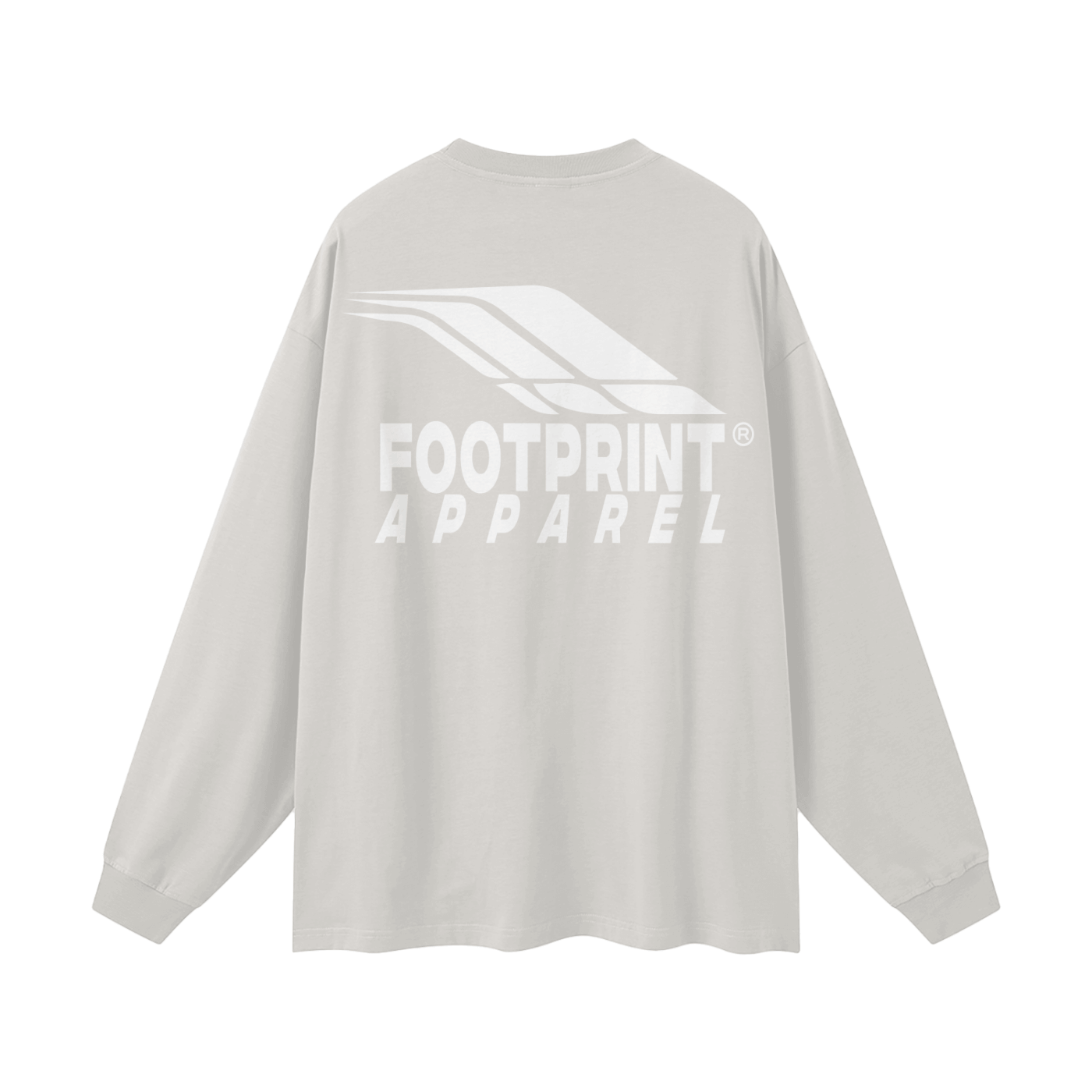 Footprint® Core essential long sleeve unisex loose fit t-shirt in grey with logo on back.