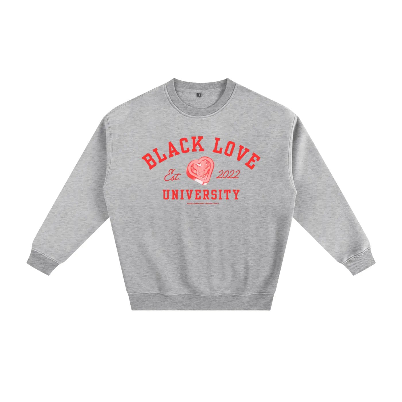 Black Love University Crewneck | red - Footprint Apparel
