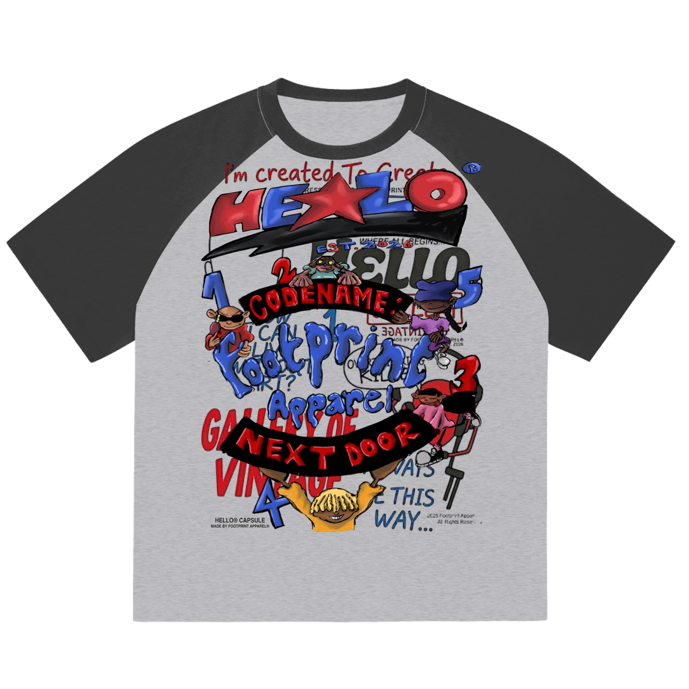 CODENAME® SERIES/ GALLERY OF VINTAGE T-Shirt in Gray with Dark Gray – Footprint Apparel